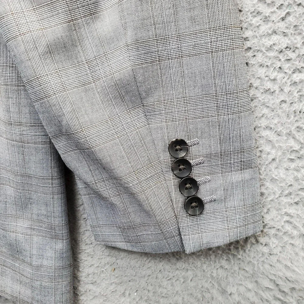 J.M. Haggar Blazer Jacket Men 48L Multi Plaid Lined Tailored-Fit Single Breasted